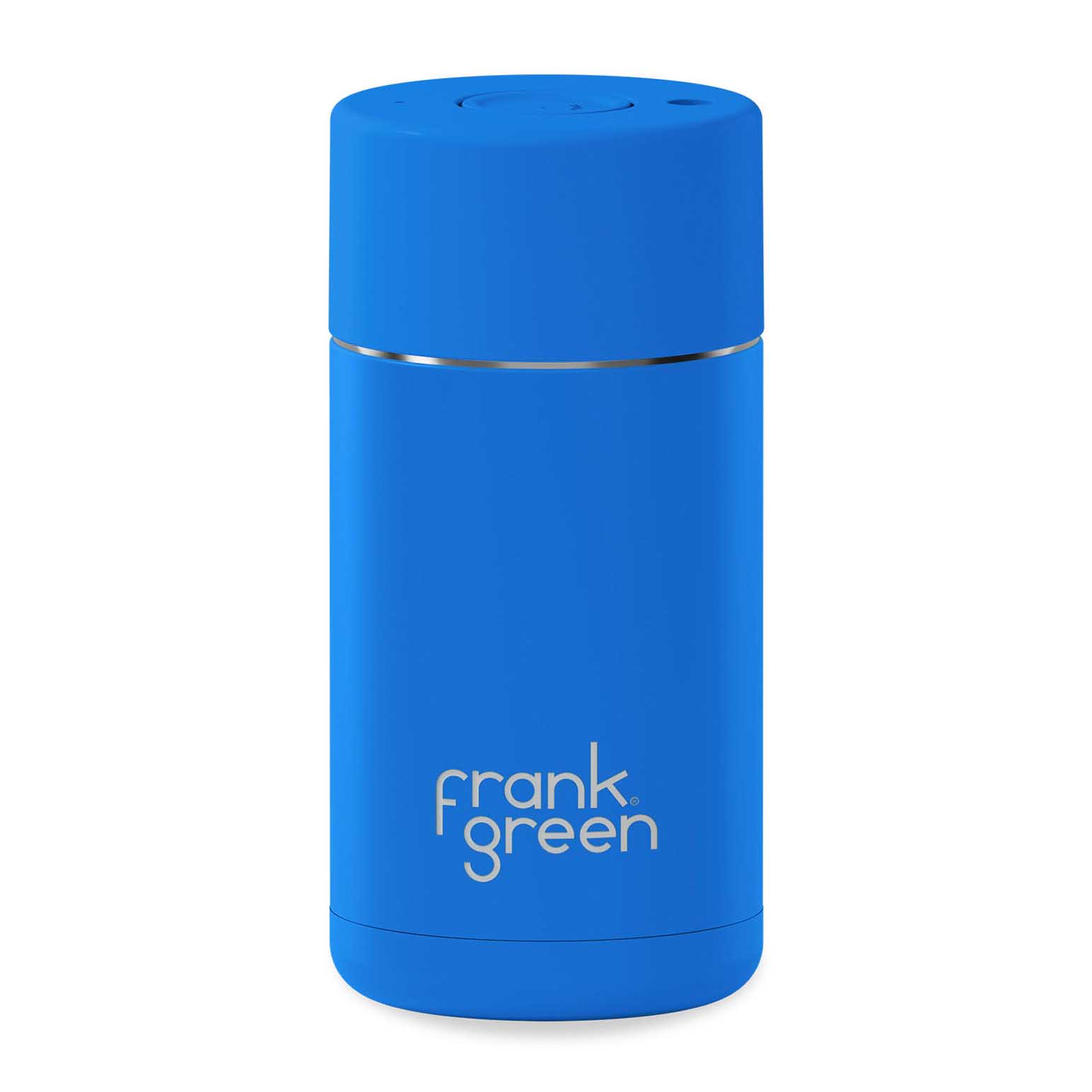 frank green 12oz Ceramic Cup With Push Button Lid Blue Lagoon
